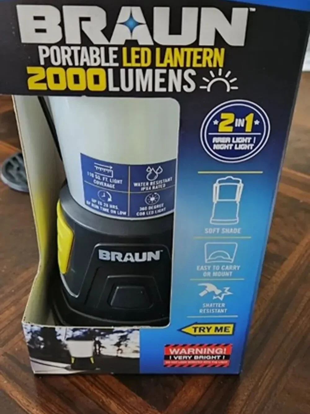 NEW Braun 2000 Lumen Ultra Bright Portable Full Size Lantern Shatter resistant